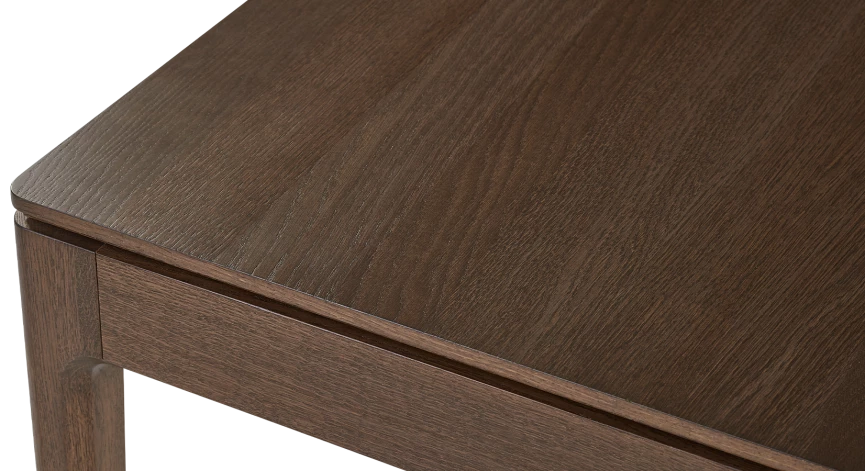 Table salle à manger en chêne teinte marron foncé plateau bois 140x100 cm