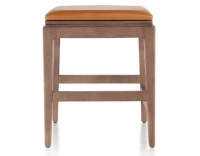 H45 cm design stool walnut-stained wood, caramel leather seat H45 cm design stool walnut-stained wood, caramel leather seat