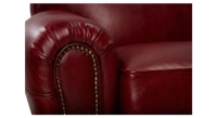 2 seater leather club sofa burgundi studded armrests