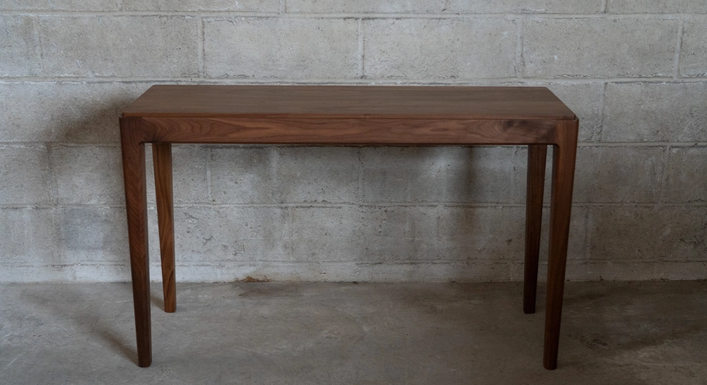 Console fixe en noyer sans tiroir teinte naturelle 100x40 cm