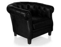 Fauteuil chesterfield cuir noir accoudoirs cloutés Fauteuil chesterfield cuir noir accoudoirs cloutés