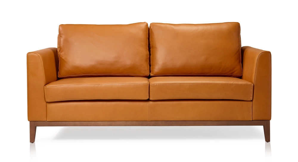 Canapé design 2,5 places cuir caramel