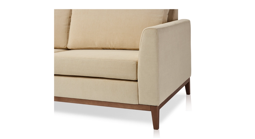 Canapé d'angle méridienne gauche 4 places tissu crème (MG - 2D) Canapé d'angle méridienne gauche 4 places tissu crème (MG - 2D)