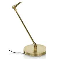 Black articulated desk lamp with black shade and gold interior Black articulated desk lamp with black shade and gold interior