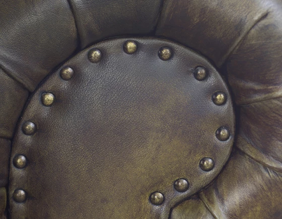 Pouf Chesterfield cuir vert olive