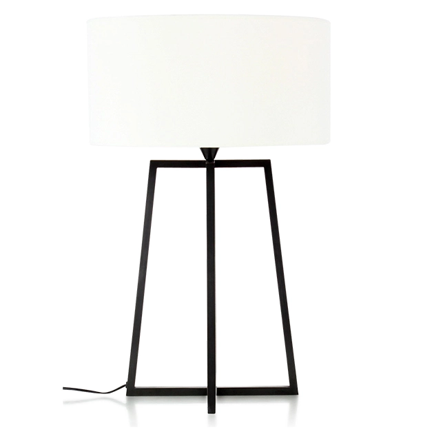 Lampe salon noire pieds croisés abat jour ivoire Lampe salon noire pieds croisés abat jour ivoire