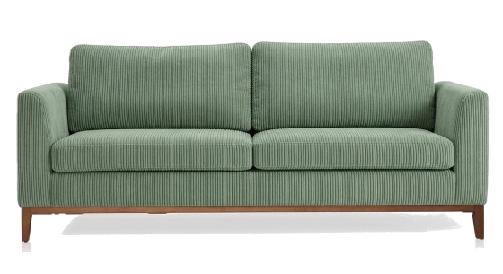 Canapé design 3 places tissu velours côtelé vert forêt