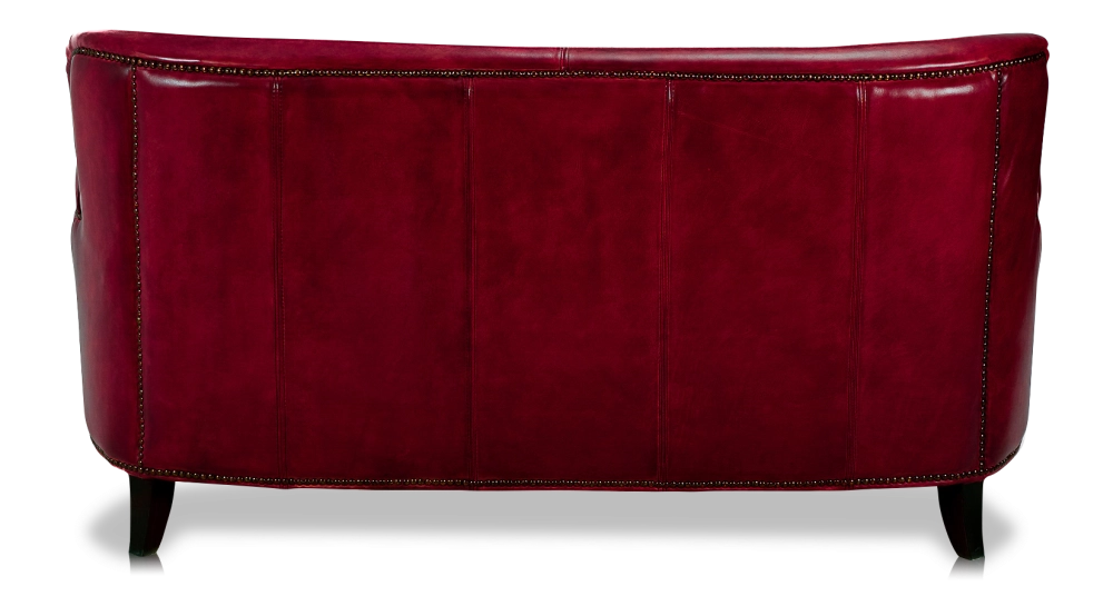 2 seater leather club sofa Bordeaux studded armrests 2 seater leather club sofa Bordeaux studded armrests