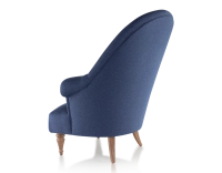 Fauteuil crapaud avec accoudoirs pieds bois teinte noyer et tissu bleu marine haut dossier Fauteuil crapaud avec accoudoirs pieds bois teinte noyer et tissu bleu marine haut dossier