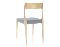 Chaise scandinave bois teinte naturelle assise tissu chevron bleu Chaise scandinave bois teinte naturelle assise tissu chevron bleu