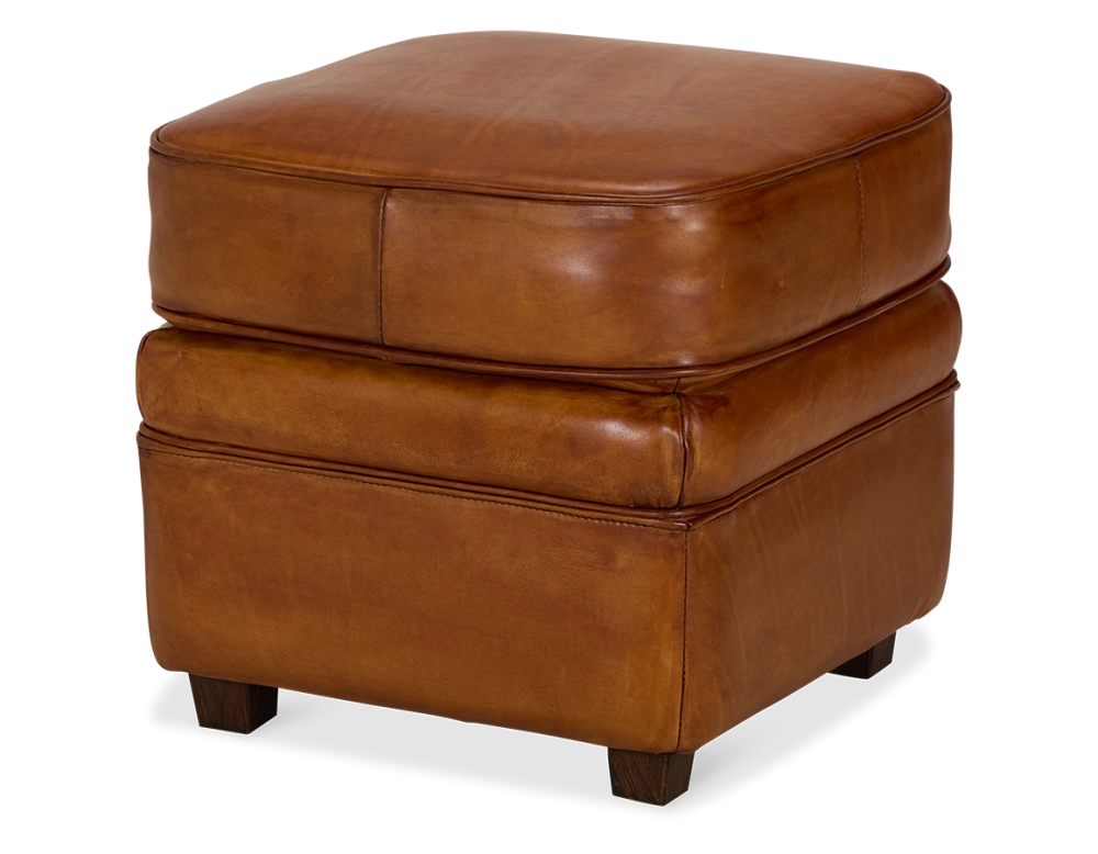 Leather pouffe light brown Leather pouffe light brown