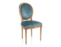 Chaise ancienne style Louis XVI bois teinte ancienne et tissu velours bleu pétrole Chaise ancienne style Louis XVI bois teinte ancienne et tissu velours bleu pétrole