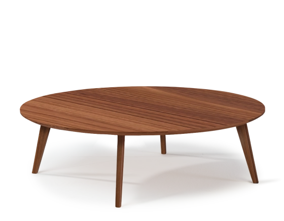 Round walnut wood coffee table F1 natural finish 90x90x30 cm