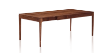 Table extensible 6 à 12 personnes en noyer avec plateau et allonges bois teinte naturelle 140x100 cm Table extensible 6 à 12 personnes en noyer avec plateau et allonges bois teinte naturelle 140x100 cm