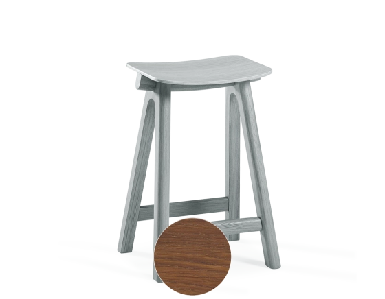 Tabouret de bar en chêne H60 cm bois teinte noyer