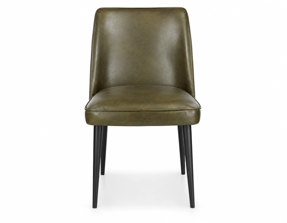 Chaise vintage cuir vert olive