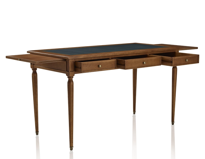 Bureau ancien style Louis XVI plateau cuir vert L130 cm Bureau ancien style Louis XVI plateau cuir vert L130 cm
