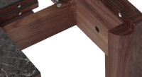 Extending table for 8 to 14 people in walnut and ceramic with ceramic extensions natural wood finish and grey marble-effect ceramic 210x100 cm Extending table for 8 to 14 people in walnut and ceramic with ceramic extensions natural wood finish and grey marble-effect ceramic 210x100 cm