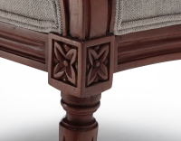 Louis XVI style bergère armchair wood antique stain and natural beige fabric Louis XVI style bergère armchair wood antique stain and natural beige fabric
