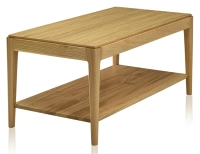 Table basse rectangulaire en chêne avec tablette teinte naturelle doré 100x50 cm