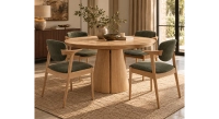 Table ronde extensible 4 à 8 personnes en chêne rustique avec plateau et allonges bois teinte naturelle 120x120 cm