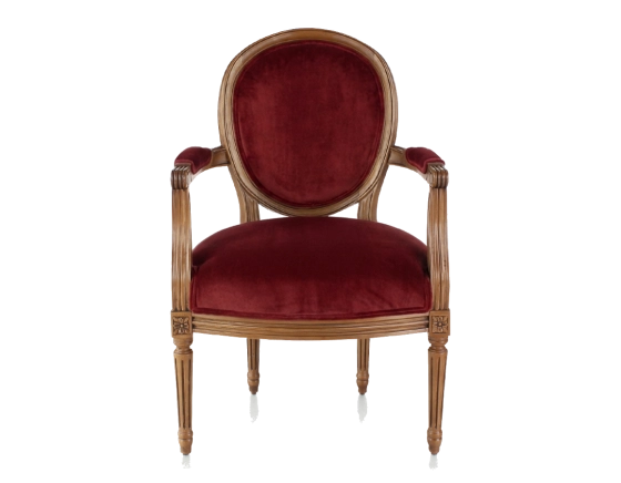 Sillón antiguo estilo Luis XVI bois teinte ancienne et tissu bordeaux