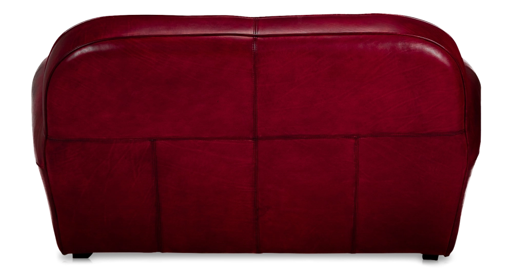 Canapé club cuir 2 places rouge carmin accoudoirs passepoil Canapé club cuir 2 places rouge carmin accoudoirs passepoil