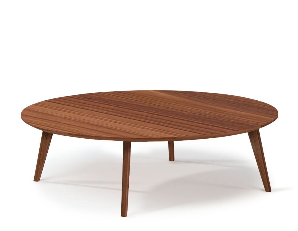 Round walnut wood coffee table F1 natural finish 90x90x40 cm