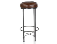 Tabouret de bar vintage cuir marron soutenu Tabouret de bar vintage cuir marron soutenu
