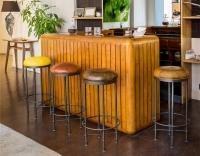 Vintage leather bar stool yellow Vintage leather bar stool yellow