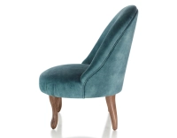 Fauteuil crapaud sans accoudoirs pieds bois teinte noyer et tissu velours bleu pétrole Fauteuil crapaud sans accoudoirs pieds bois teinte noyer et tissu velours bleu pétrole