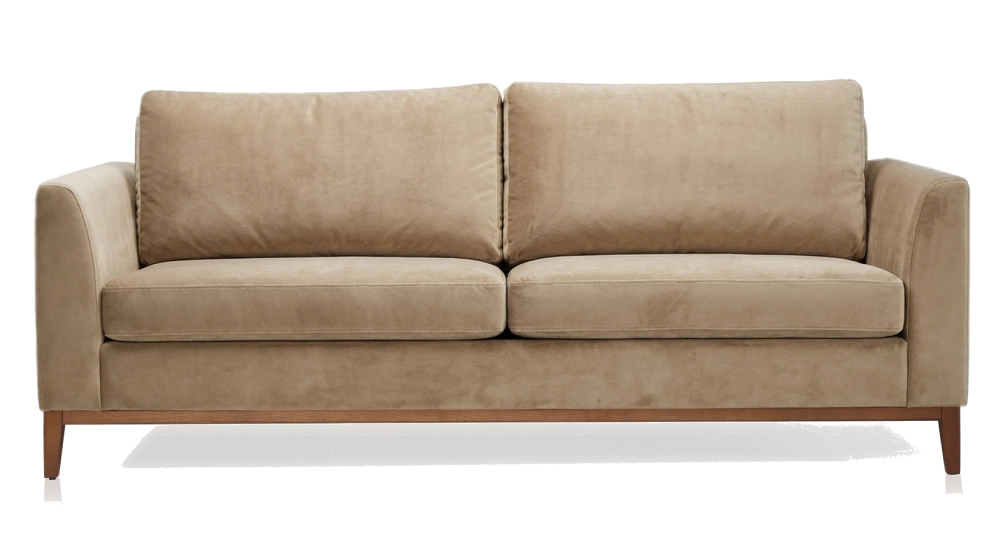 Canapé design 3 places tissu velours taupe clair