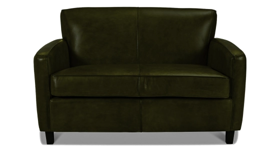 Canapé club cuir 2 places vert olive