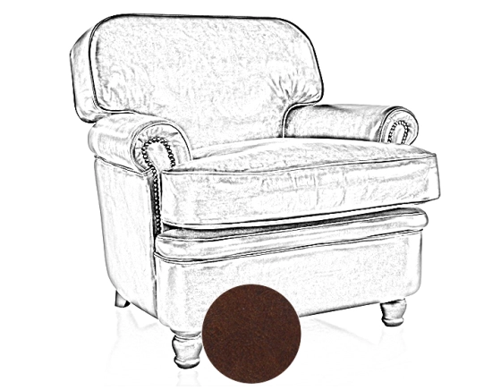 Leather club armchair dark brown