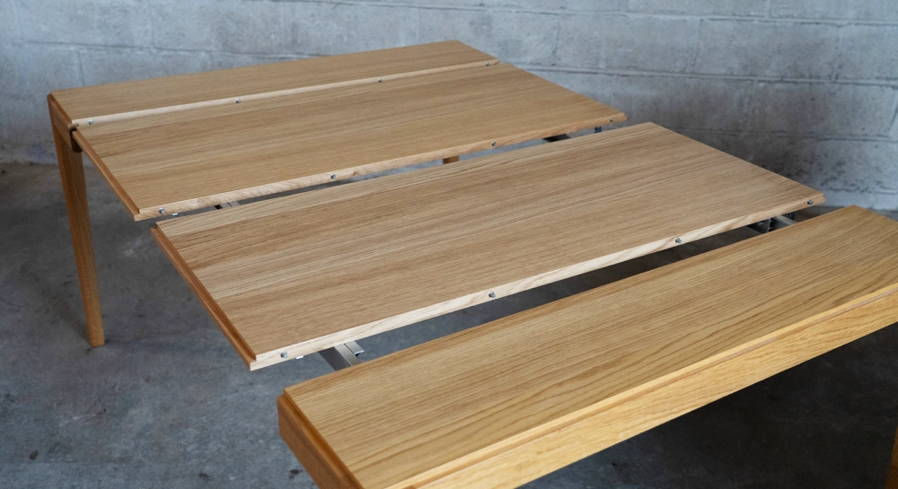 Console extensible en chêne avec 2 allonges teinte naturelle 120x40 cm