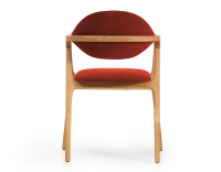 Chaise design avec accoudoirs bois teinte naturelle et tissu orange brulé Chaise design avec accoudoirs bois teinte naturelle et tissu orange brulé
