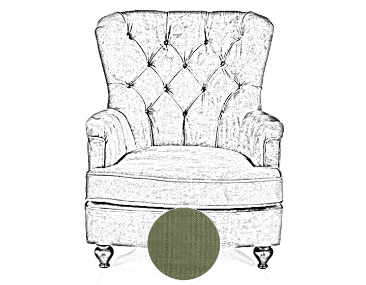 Fauteuil Chesterfield tissu vert haut dossier Fauteuil Chesterfield tissu vert haut dossier