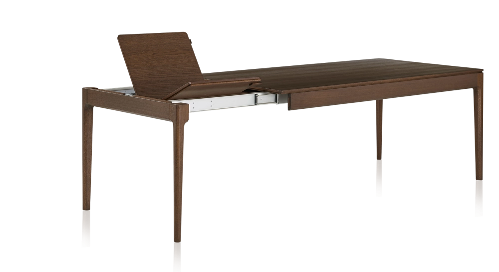 Table extensible en chêne 8 à 12 personnes avec plateau et allonges bois teinte marron foncé 160x100 cm Table extensible en chêne 8 à 12 personnes avec plateau et allonges bois teinte marron foncé 160x100 cm