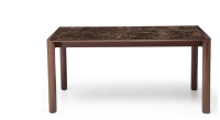 Extending table for 8 to 12 people in walnut and ceramic with ceramic extensions natural wood finish and brown marble-effect ceramic 160x100 cm Extending table for 8 to 12 people in walnut and ceramic with ceramic extensions natural wood finish and brown marble-effect ceramic 160x100 cm