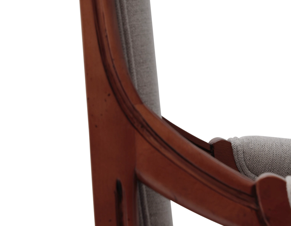 Fauteuil ancien style Louis XVI bois teinte ancienne et tissu beige naturel Fauteuil ancien style Louis XVI bois teinte ancienne et tissu beige naturel