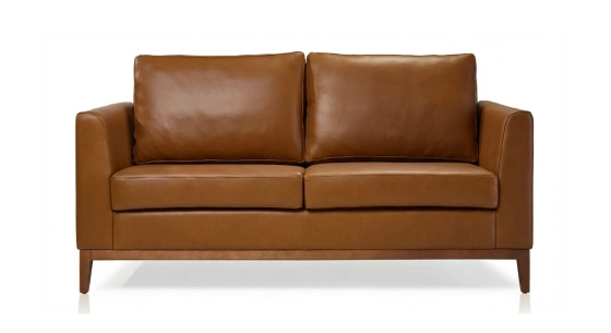 Canapé design 2 places cuir noisette
