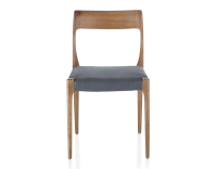 Scandinavian chair walnut-stained wood, grey fabric seat Scandinavian chair walnut-stained wood, grey fabric seat