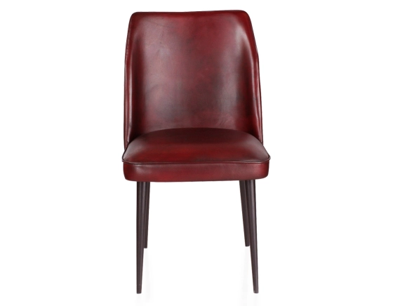 Chaise vintage cuir rouge carmin