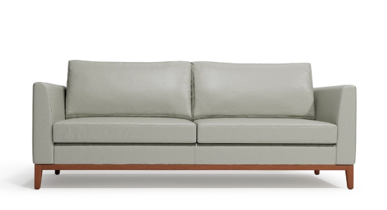 3-seater sofa design pearl grey leather