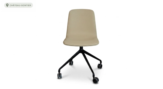 Chaise de bureau à roulettes assise tissu kaki clair
