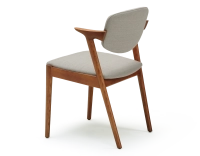 Chaise design teinte merisier et tissu beige naturel bois teinte merisier assise tissu beige naturel Chaise design teinte merisier et tissu beige naturel bois teinte merisier assise tissu beige naturel