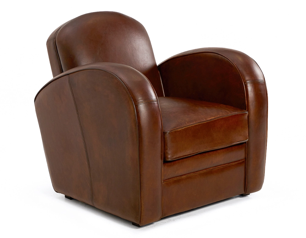 Fauteuil club cuir marron vintage