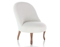 Fauteuil crapaud sans accoudoirs pieds bois teinte noyer et tissu bouclé blanc Fauteuil crapaud sans accoudoirs pieds bois teinte noyer et tissu bouclé blanc
