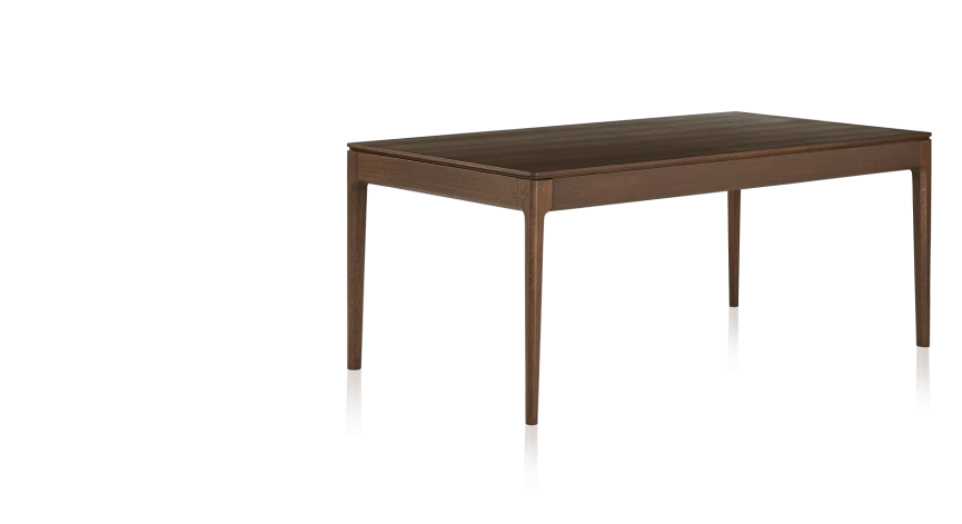 Table extensible en chêne 8 à 12 personnes avec plateau et allonges bois teinte marron foncé 180x100 cm