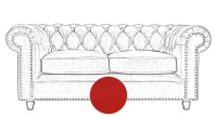 2 seater Chesterfield leather sofa red studded armrests 2 seater Chesterfield leather sofa red studded armrests